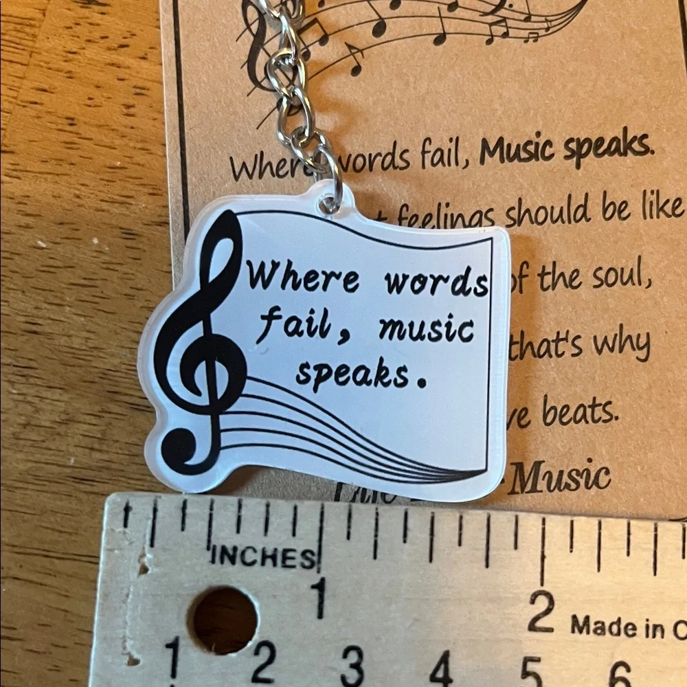 Music Is Life Quote Keychain with Organza Bag and Card